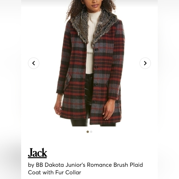 Jack BB Dakota Faux Fur Gingham Plaid Coat Shacket small medium - Picture 5 of 8